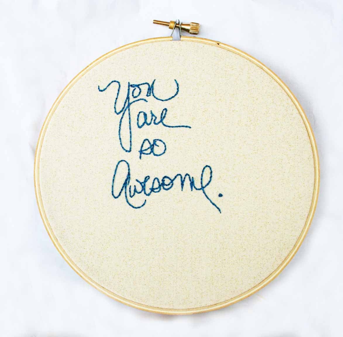 Cream embroidery hoop art / Cursive writing quote / wall art home decor / 6 inch size / Spring humor