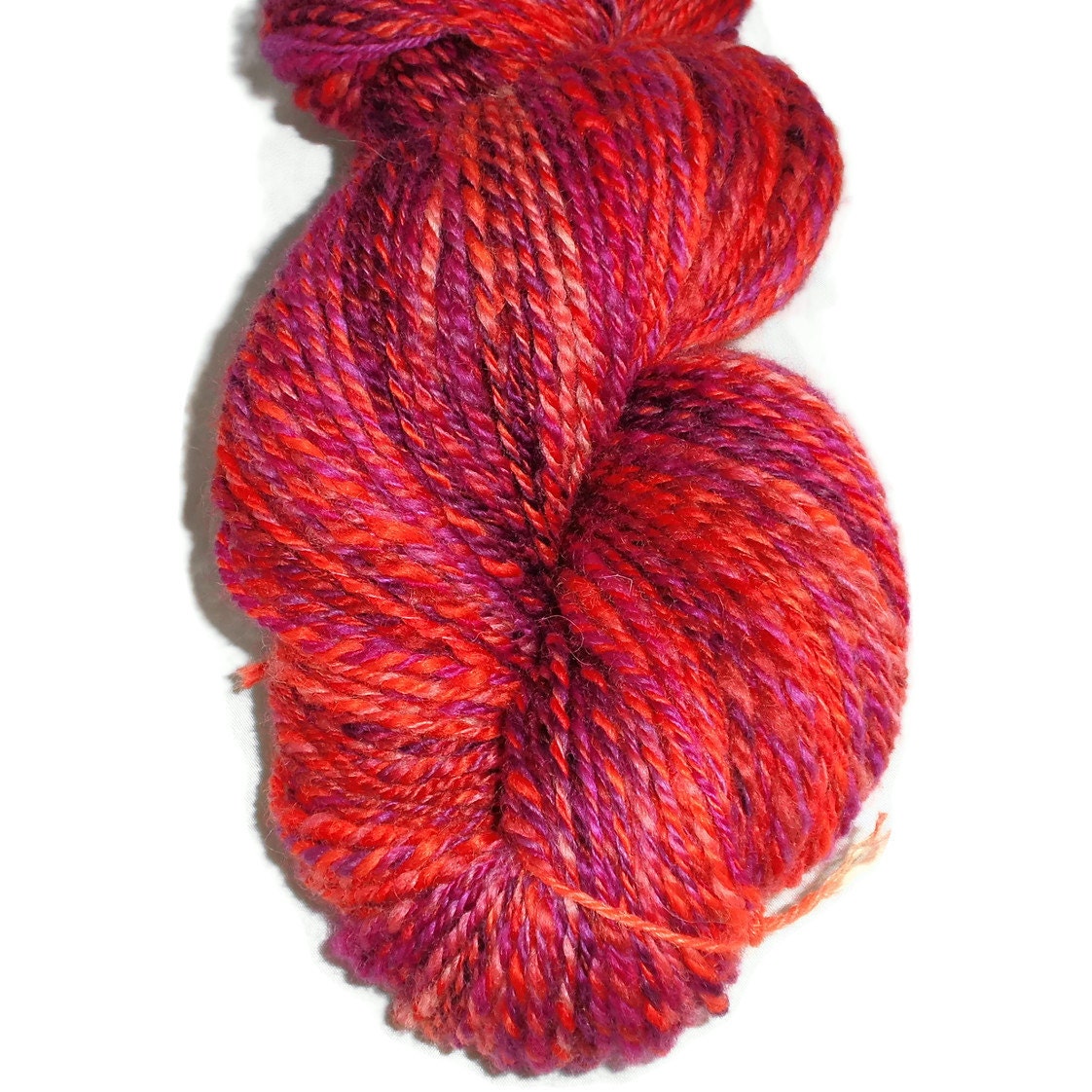 Valentine Dream Luxury Handspun and Hand Dyed 3-ply Bluefaced Leister  BFL Wool Sock Yarn - Warm Red and Pink