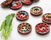 10pcs Wood Buttons Sew Buttons With 5 Colors Threading 20mm b16