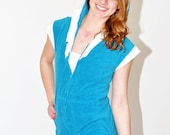 Vintage 1970 Terry Romper AQUA Hoodie
