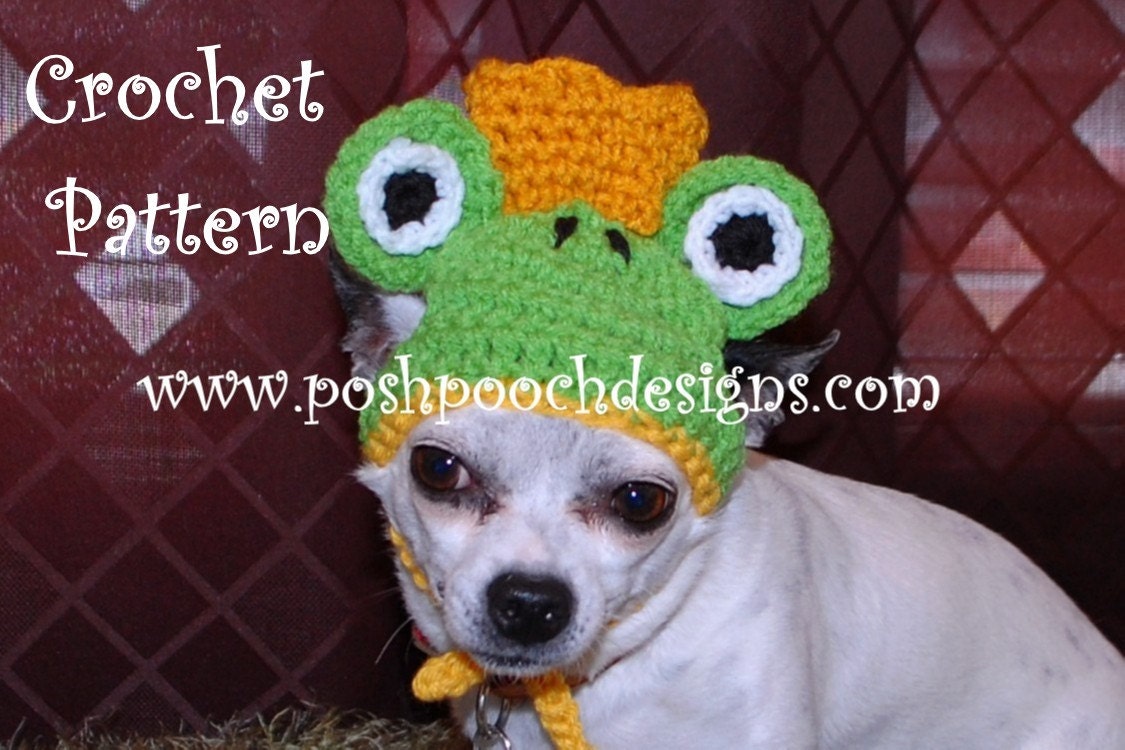 Instant Download  Crochet Pattern - Dog Frog Costume - Small Dog Sweater and Hat 2-20 lbs