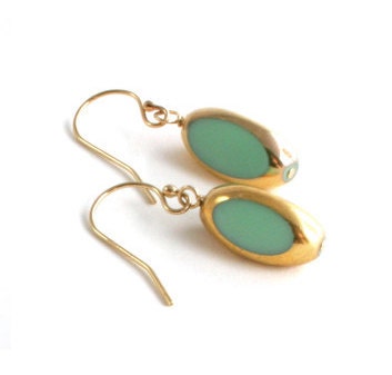 Ingot Earring in Sea Foam //  mid century jewelry // LilahV