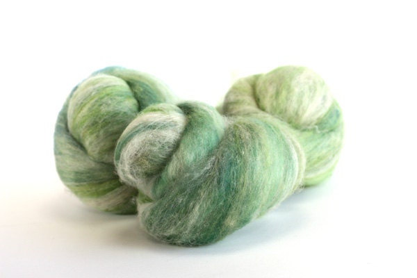 Hand Dyed Kainuu Grey Finnsheep Wool, Early Spring colorway, carded batts, 95 g, 3.3 oz