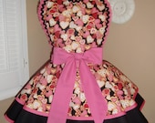 Valentine's Sugar Cookie Print Womans Retro Apron Featuring Lace Trimmed Heart Shaped...One Of A Kind and Ready To Ship