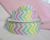 1 YD Grosgrain Ribbon 7/8" Pastel Chevron Stripes Easter Spring