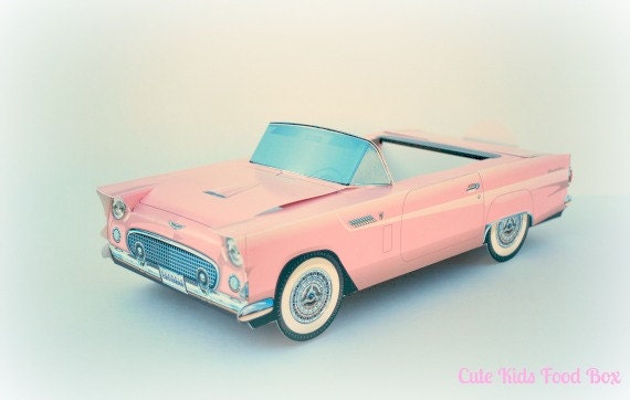 Pink Vintage Car Box - Favor Boxes - Food Boxes 5 Pack - PINK Food Box - Food Tray - Barbie - Girls Party Food Box
