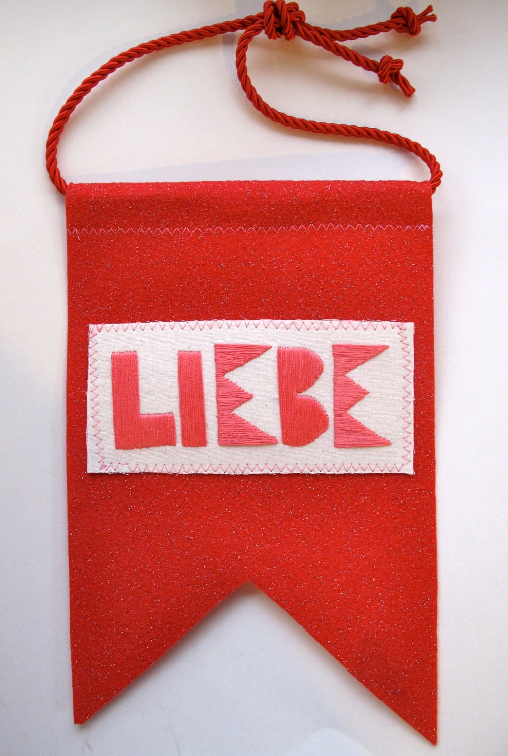 Valentine banner geometric Liebe in pink and red wall hanging home decor bunting