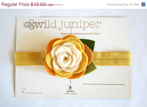 Memorial Day SALE Baby Girl Flower Headband - Baby Girl Headband - Baby Girl Hair Flower - Felt Flower Headband - Yellow Baby Headband