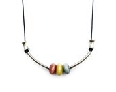 Ceramic and Metal Necklace / Red - Yellow - Blue