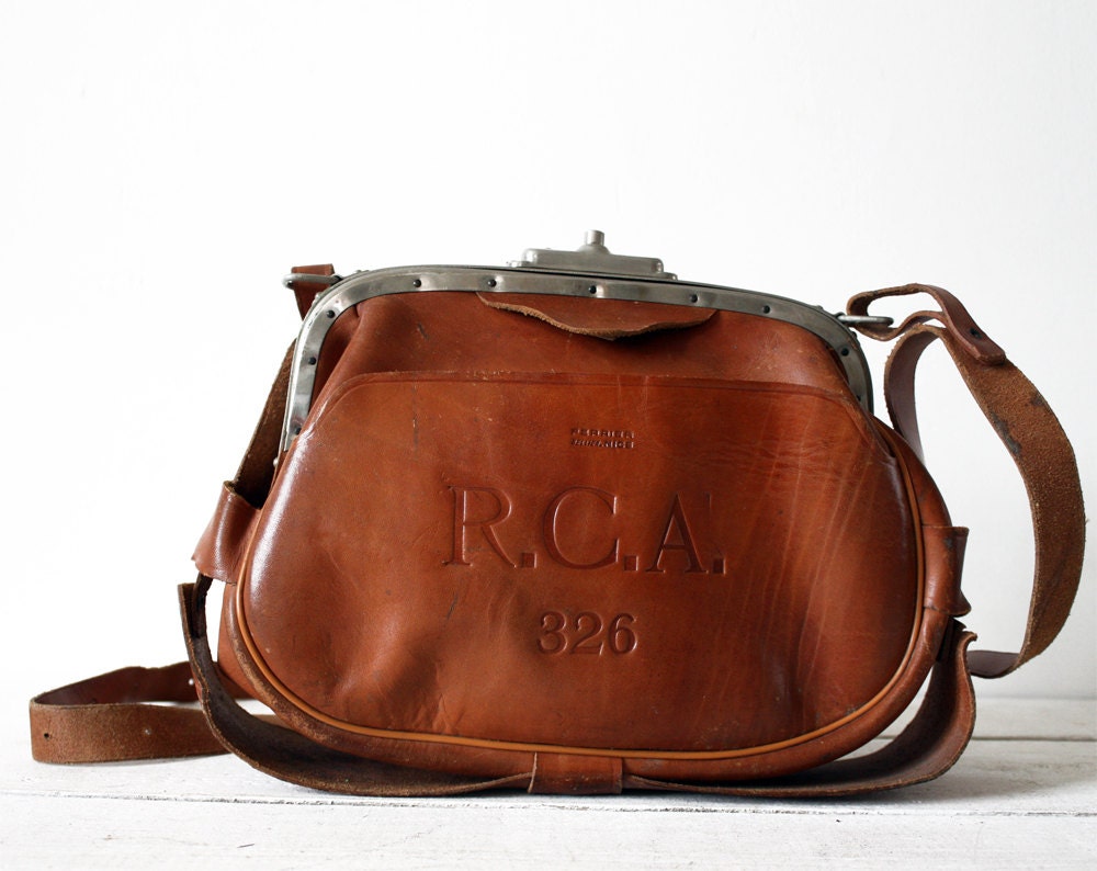 Great Vintage French real leather french BUS controller' s PURSE embossed RCA "Rapide cote d' azur"