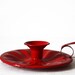 Nostalgic little vintage RED Enamel CANDLE Holder SHABBY Chic