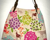 Echino, Hobo Bag, Pleated, Brown Leather Straps, Spring Colors, Wild Animals, Savanna Bond Natural - MadokiArts