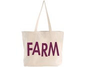 EXTRA LARGE Canvas Market Tote . Screen Printed Eco Friendly . 19.5"w x 15"h x 5"d