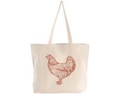 EXTRA LARGE Canvas Market Tote . Screen Printed Eco Friendly . 19.5"w x 15"h x 5"d