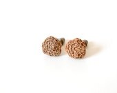 post earrings, brown earring studs, micro cells, natural jewelry, woodland, primitive, woods, biology jewelry, gift under 20
