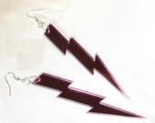 PINK Mirror 4 inch LIGHTNING BOLT Acrylic Earrings Punk Emo Steam