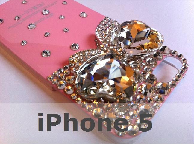 Bling Rhinestone Pink Phone Case Jewel Bow for iPhone 5
