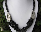 Custom Black Buckle Tip Beaded Necklace
