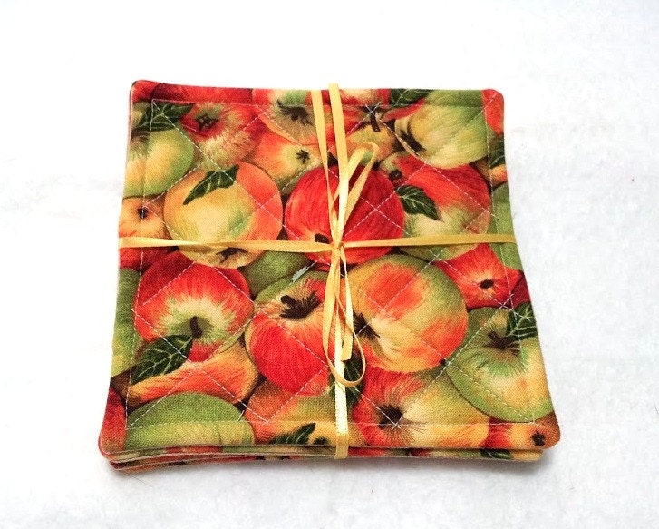 Fall Decor Coasters Tossed Apples set of Four