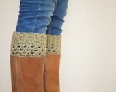 Crochet Boot Cuffs in Light Olive Green - Boot Toppers - Light Olive Green Boot Socks