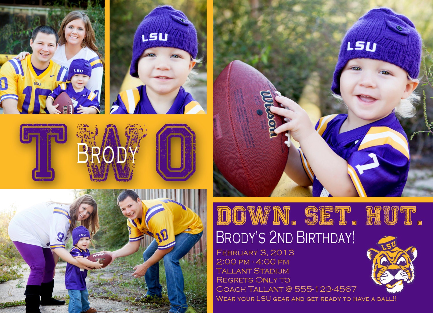 LSU Football Birthday Invitation