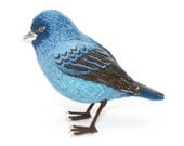 Indigo Bunting Hand-Embroidered Ornamental Fabric Bird