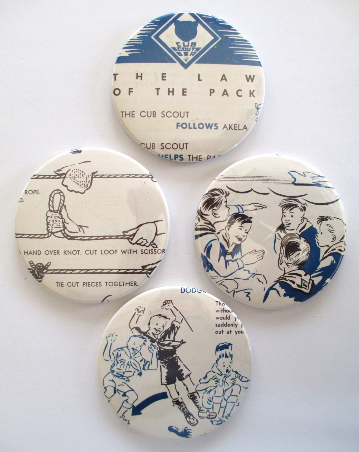 Cub Scout VINTAGE Handbook Coaster Set of 4 Made from the original book pages UNIQUE