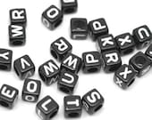 40% Off Sale Black Cube Alphabet Beads, acrylic 1/4 inch cube, 500 letter pcs