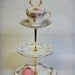 3 tier Vintage Cake Stand Pink Roses High Tea tiered Plates