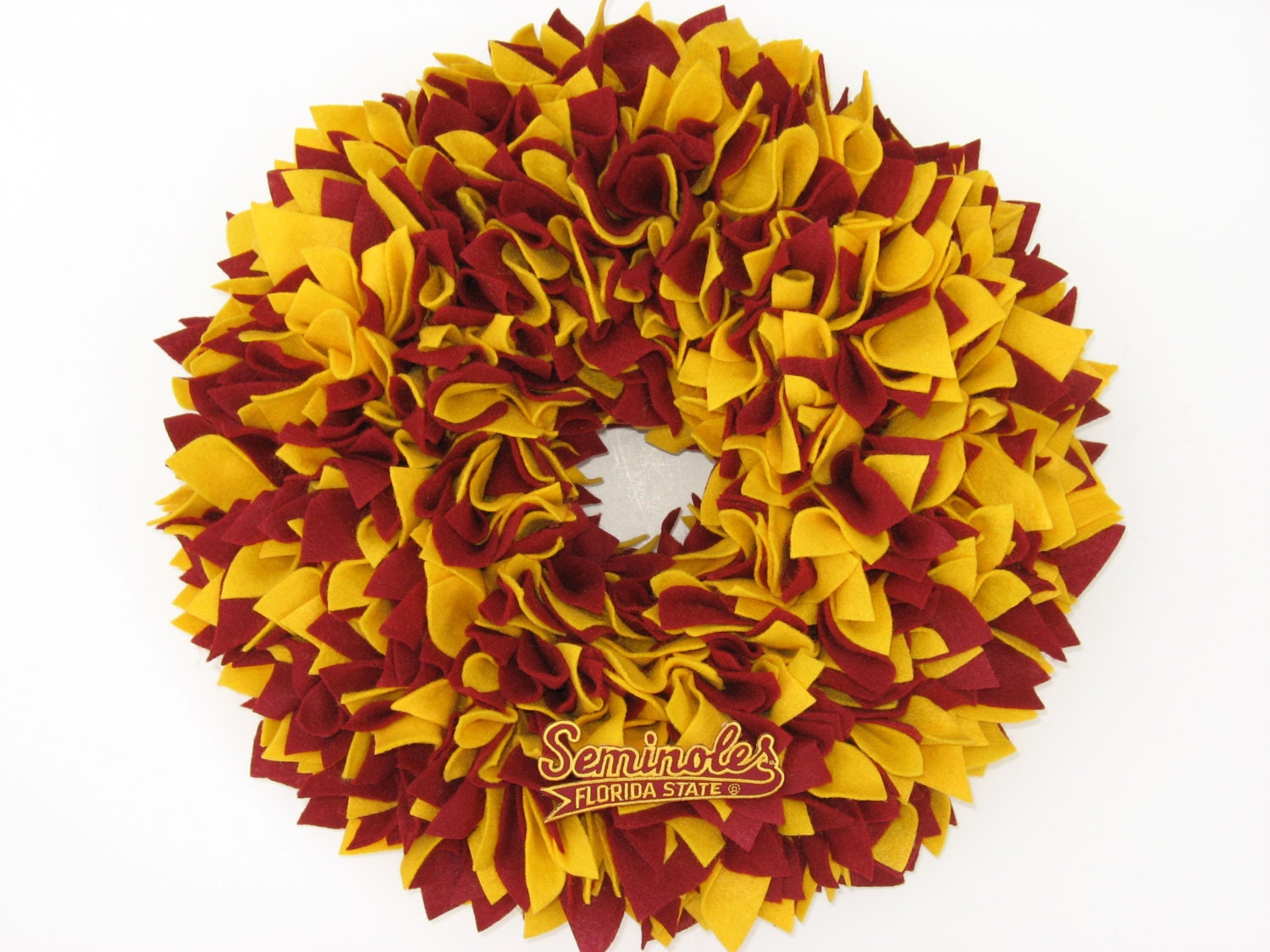 Ready to Ship --- 18" Handmade Felt Rag Wreath --- Florida State University Seminoles