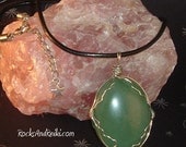 Gorgeous Green Aventurine Wire Wrapped Pendant Necklace - Bare Essential Jewelery Line by Starlene - Reiki Infused - Chakra Healing - Spirit