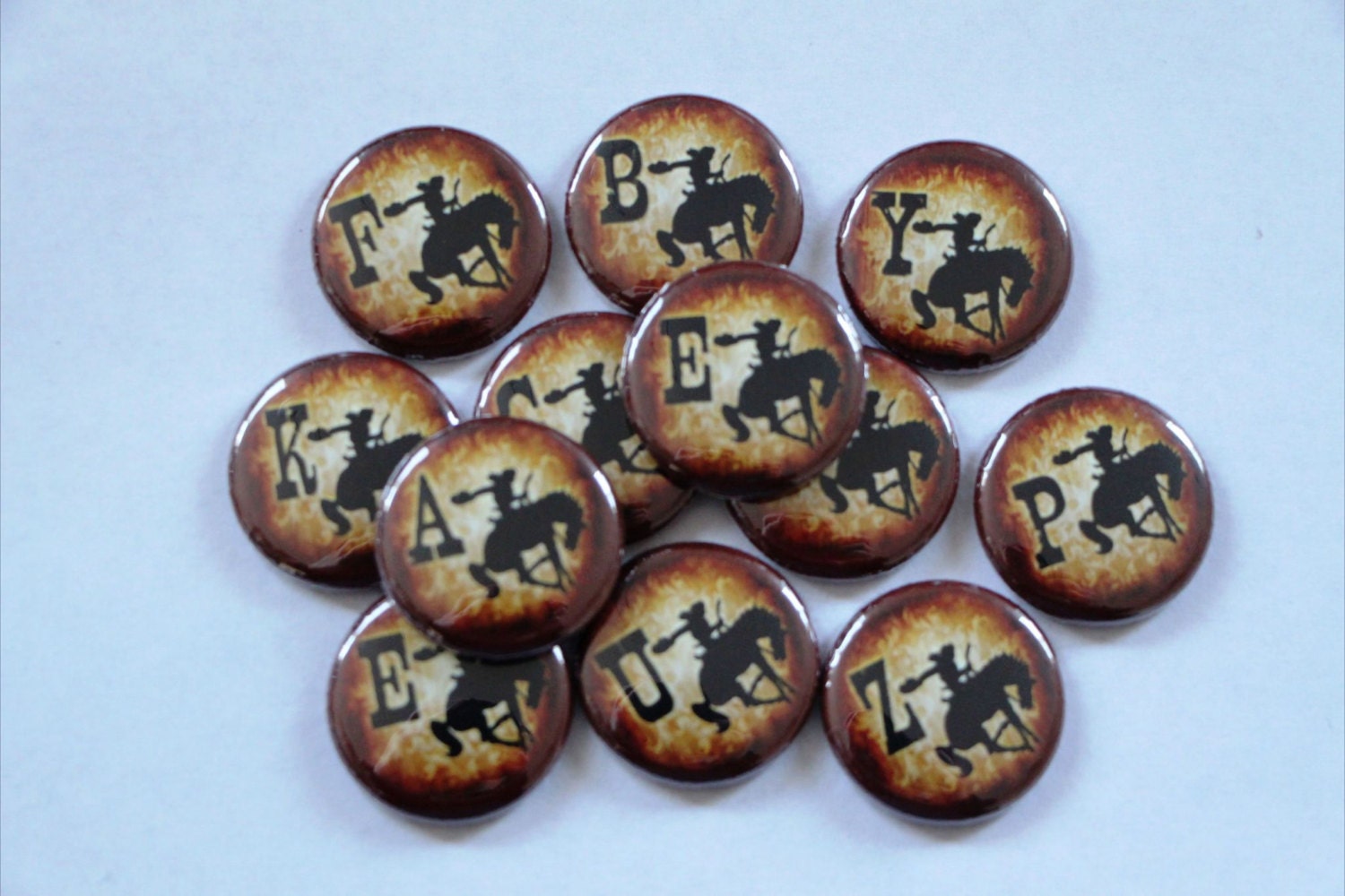 26 Cowgirl alphabet Buttons.