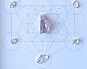 BE HERE NOW --- framed sacred crystal grids ---- amethyst, quartz