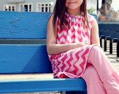 Spring Pink Chevron Print Jersey Knit Dress