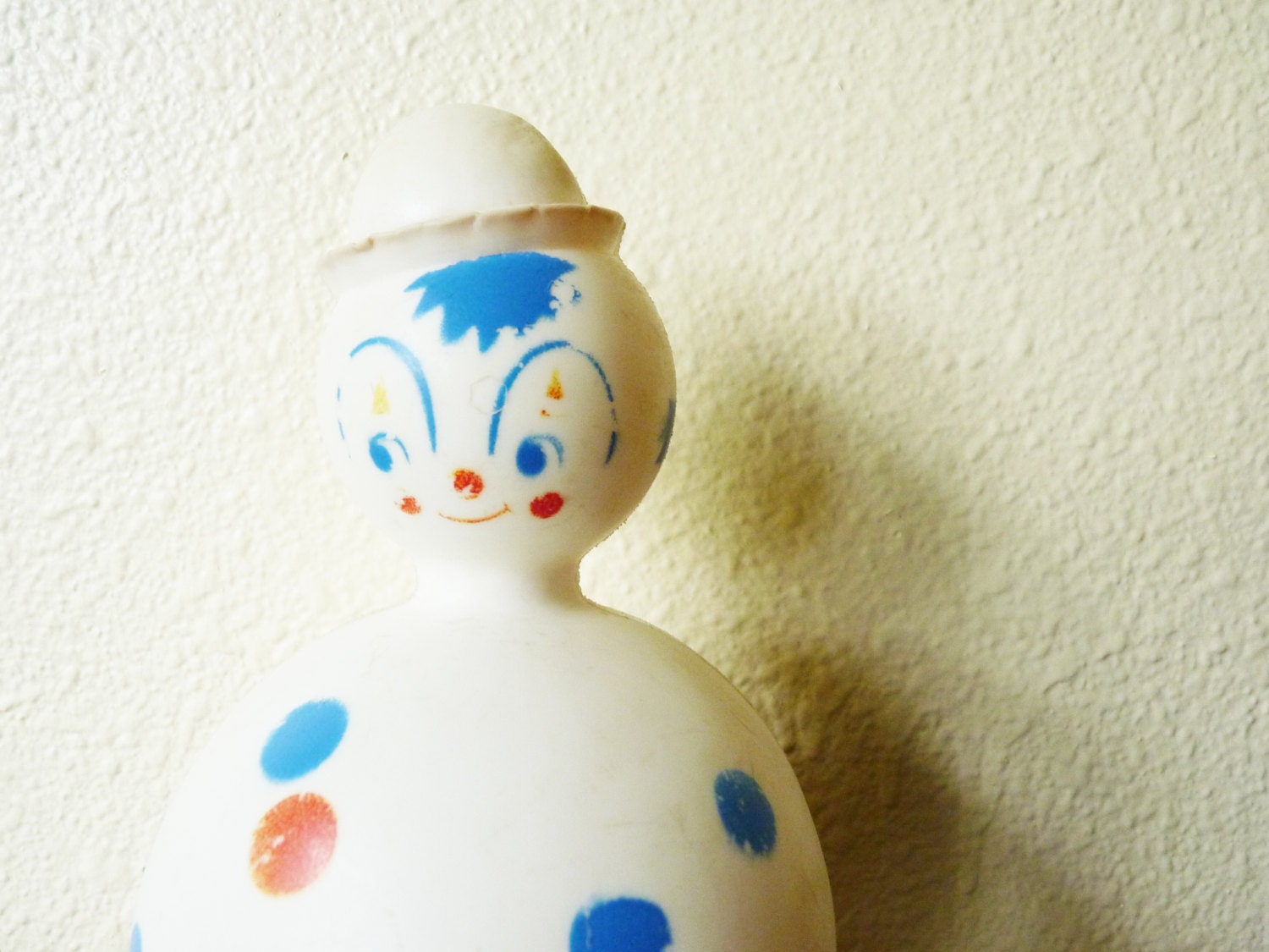 Blue, White, Red Vintage Bowling Pin Like Toy Clown
