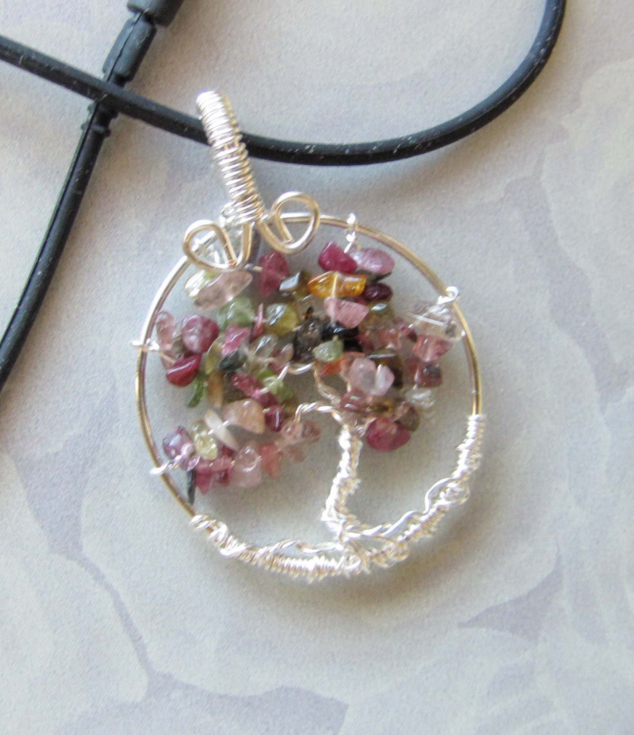 Tree of Life Pendant Tourmaline October Birthstone