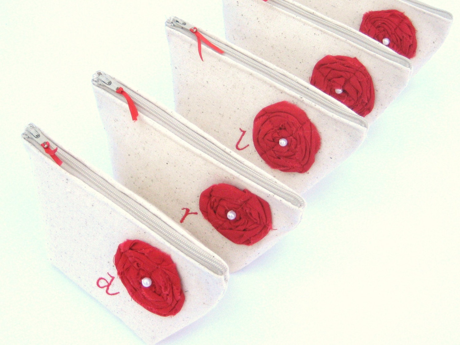 Monogrammed Customized Bridesmaid Clutch Purse, Linen, Bridesmaids Gift, Wedding - Set of 7