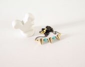 NEW Spike Necklace - Spring Jewelry, Mini Gold Spikes with Robin Blue