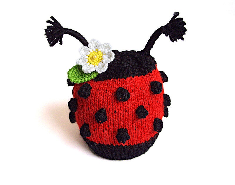 Baby hat Ladybug knitted / size 12-24M - MiaPiccina