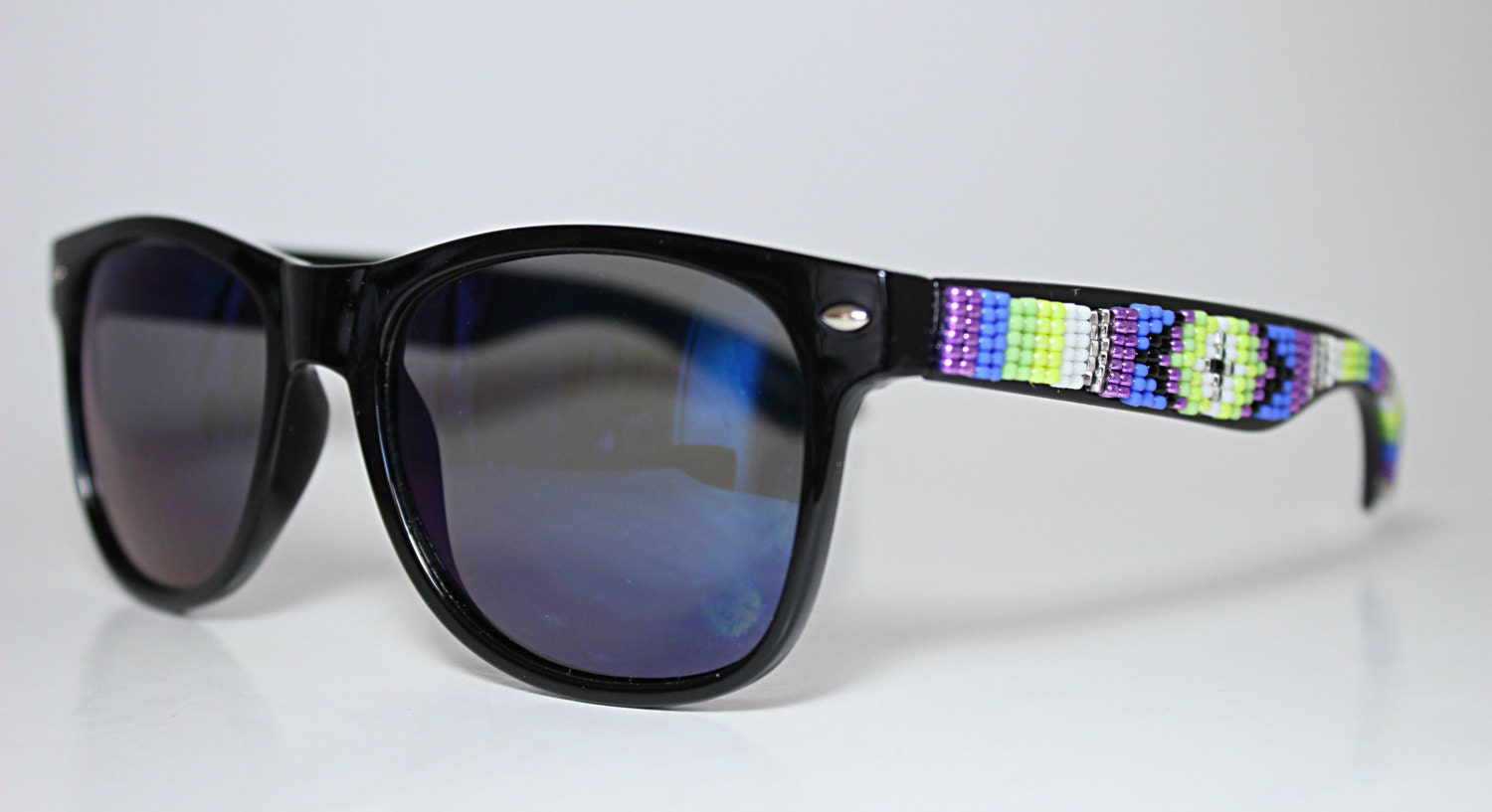 Beaded Sunglasses Purple Mirror