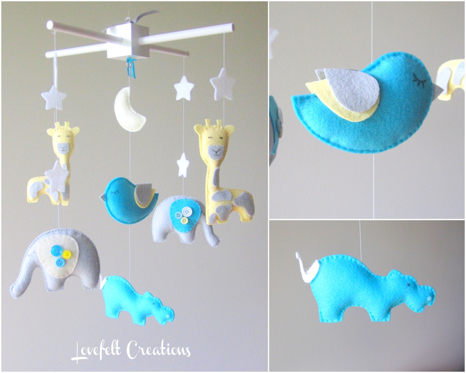 Baby mobile - baby mobile - Elephant Mobile - Giraffe  Mobile - Nursery Mobile - CUSTOMIZE....You can pick colors too :)