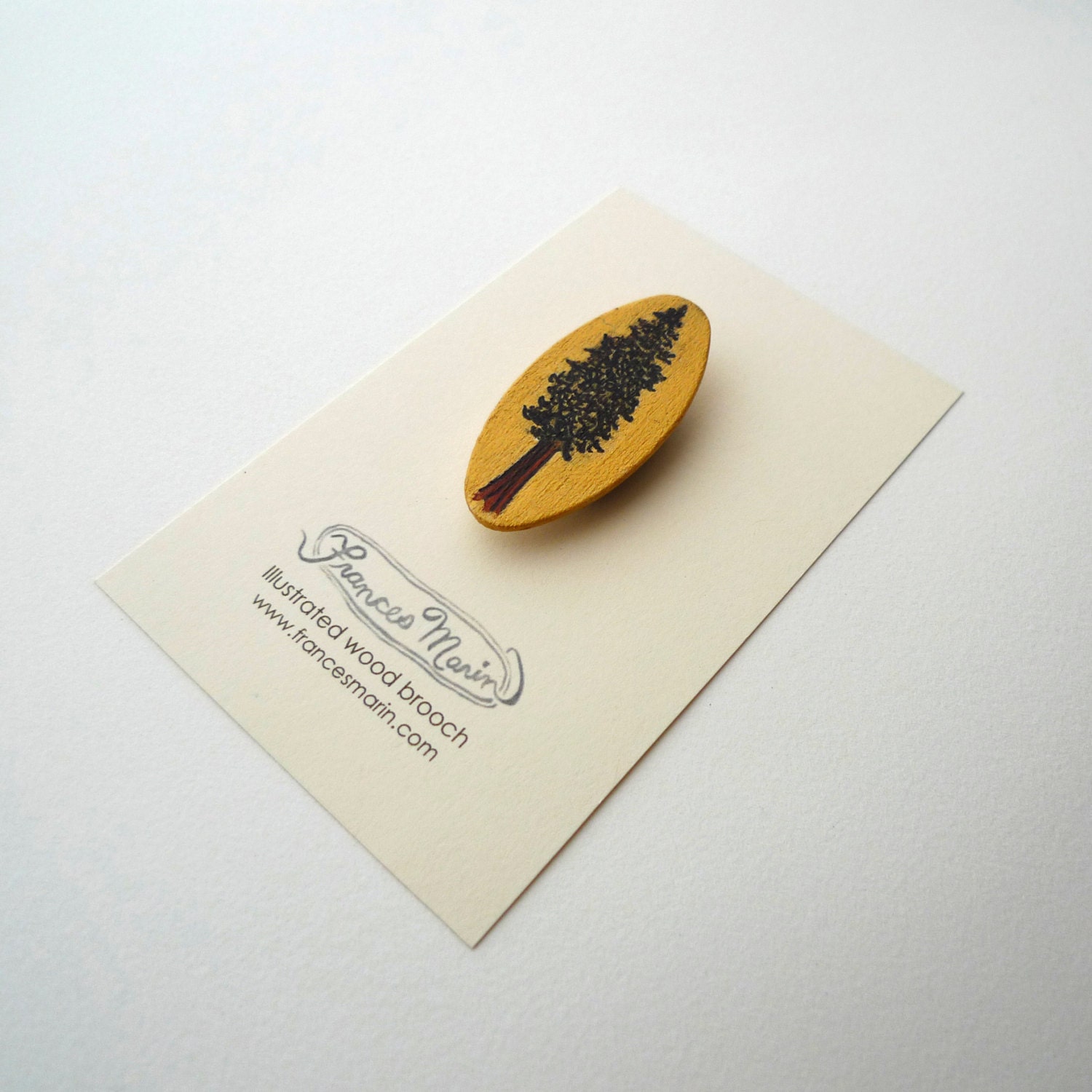 Redwood Tree Oval Rustic Wood Brooch
