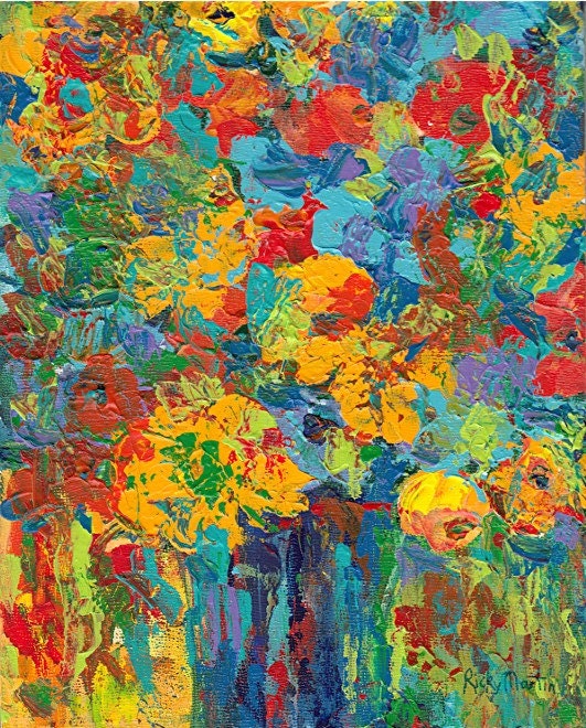 Bouquet, Housewarming Gift, Birthday, Mom  - Ready to Hang - Original Acrylic Painting by ebsq Artist Ricky Martin  FREE SHIPPING