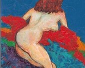 Reclining Nude Female, Erotica - Original  Fine Art Acrylic Palette Knife  Painting by ebsq Artist Ricky Martin - FREE SHIPPING