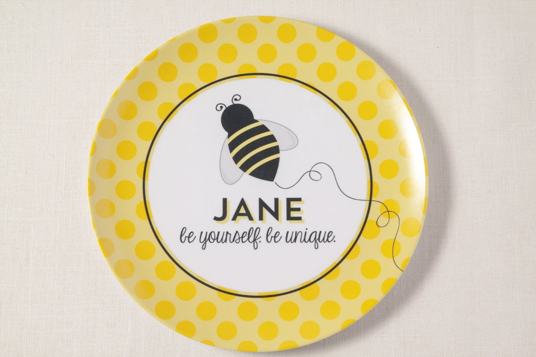 Personalized Melamine Plate - Be Yourself. Be Unique - Inspired Kids Collection Il_170x135