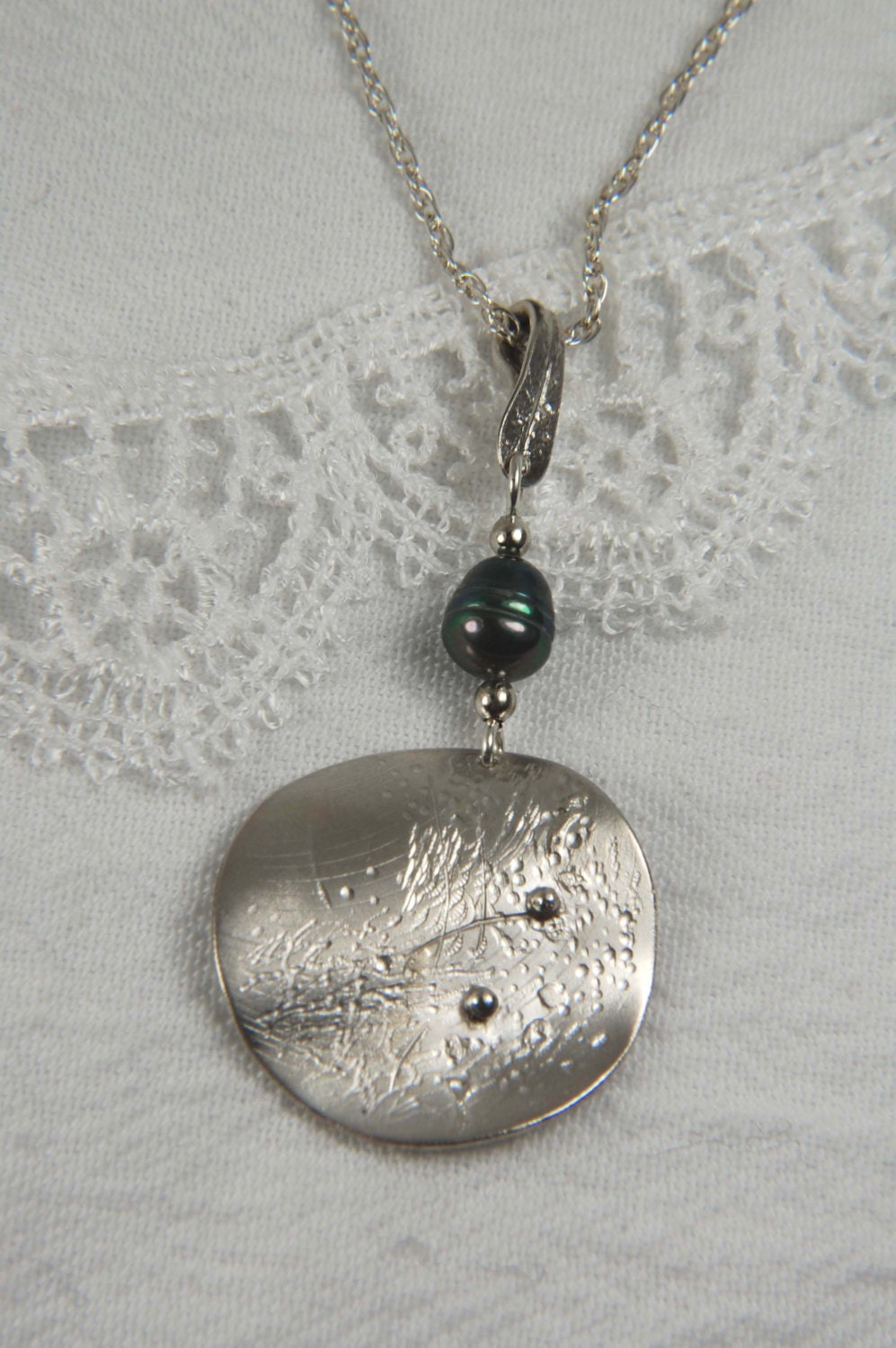 Designer Artisan Pendant in Sterling Silver with Cultured Pearl. gifts for her, gifts for him, Mother's Day, Father's Day, summer jewerly,