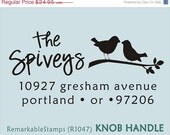 ON SALE Address Stamp -  Love Birds Tree Branch Leaves Fall - Etsy Design (R1047) - Custom Knob Handle