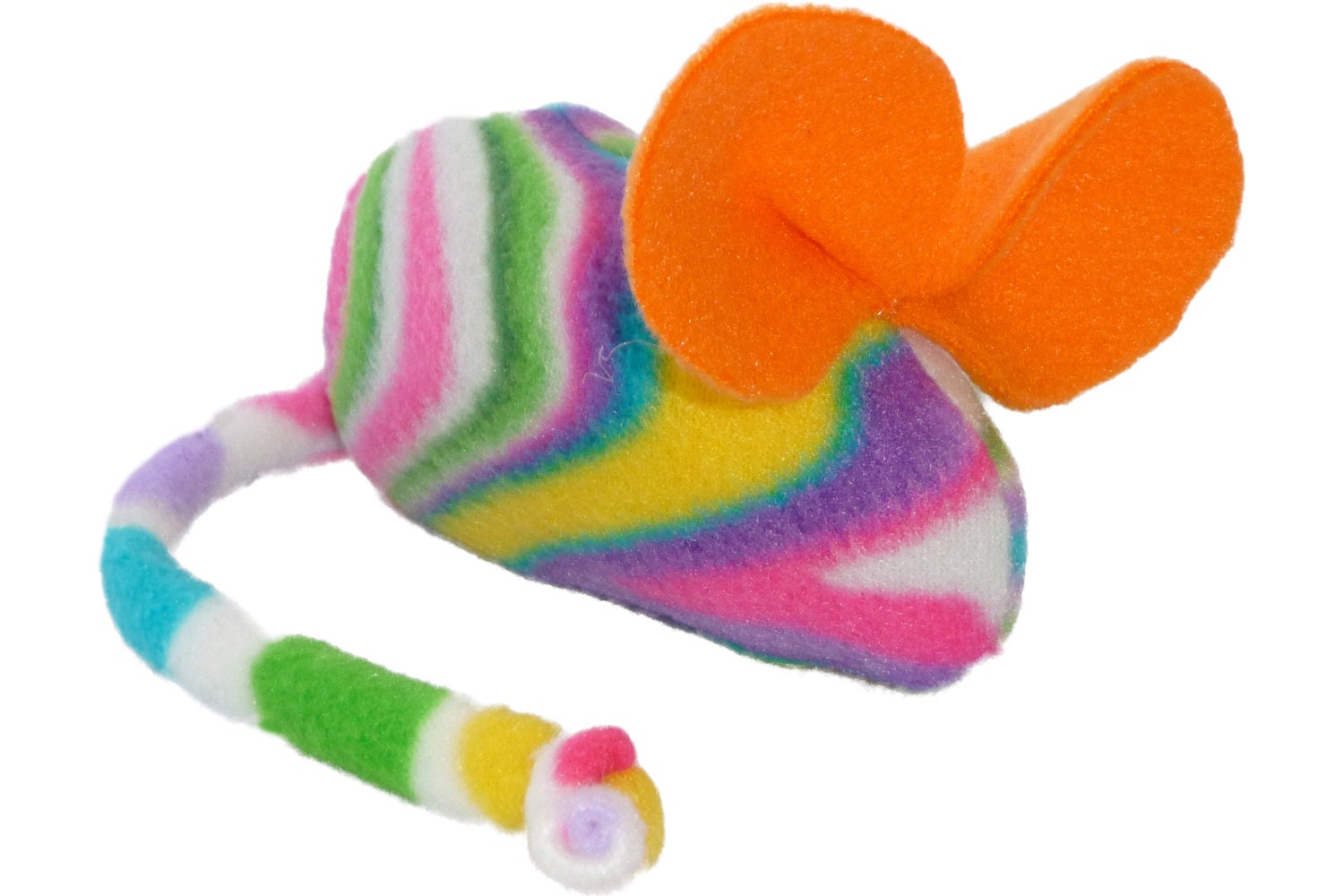 Refillable Organic Catnip Toy Mouse with Extra Refill  - Neon Swirl