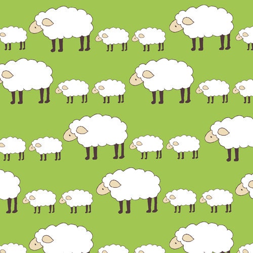 Sheep Parade in Green Fabric, Locally Grown, by Creative Thursday for Andover Fabrics, One Yard, 1 Yard