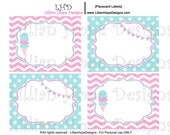Ice Cream Party Place Card Labels - Ice Cream Food Labels - Chevron - PRINTABLE Place and Tent Card Labels Il_170x135